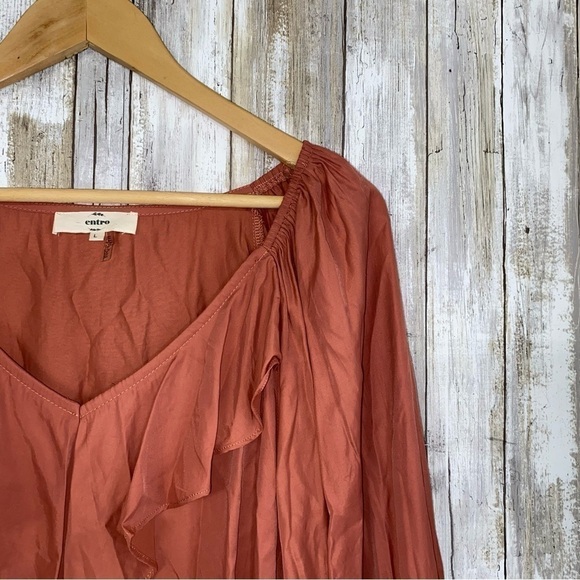 Entro Rust Colored Ruffle Neck Blouse - Picture 3 of 5